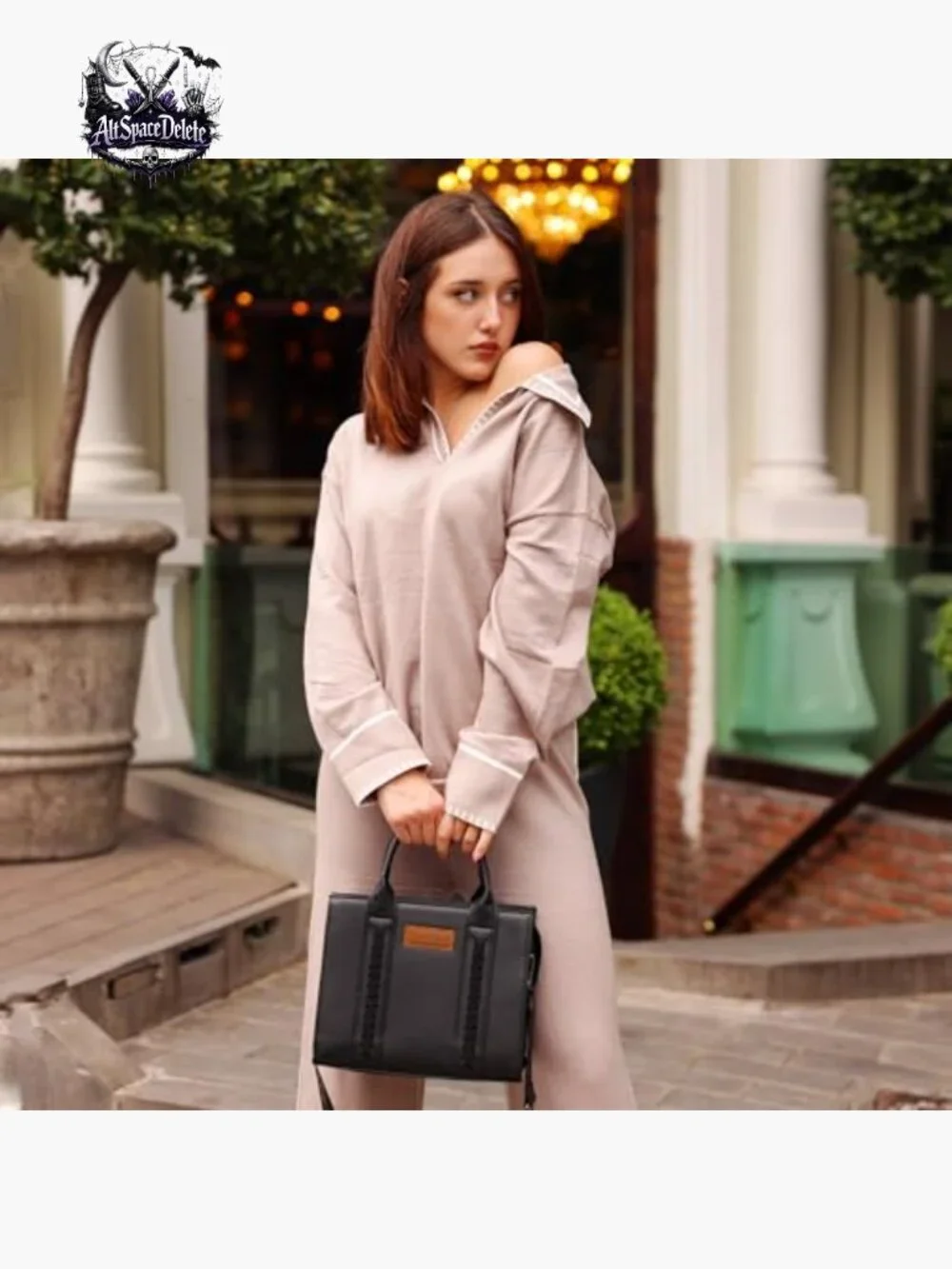 Medium Tote Bag with Adjustable Strap, Zipper Closure, Faux Leather - Picture 2 of 7